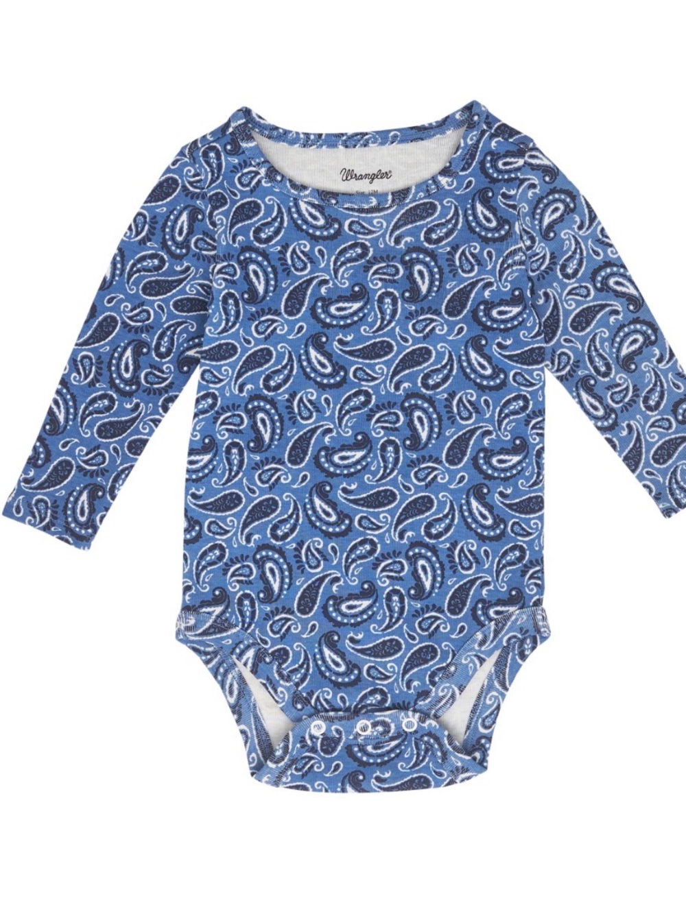 Wrangler Blue Paisley Long-Sleeve Kids One-Piece Bodysuit